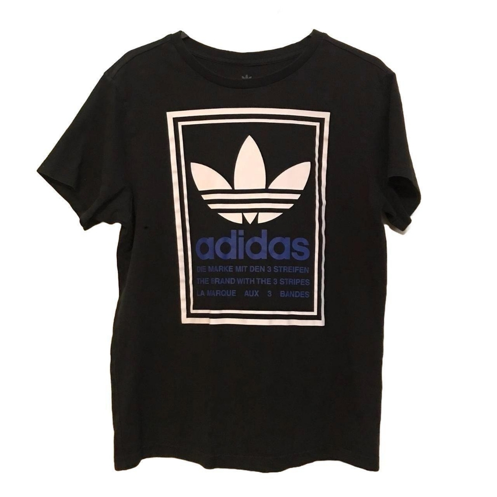 Adidas Youth Black T-Shirt Logo 13-14Y Brand With The Three Stripes Sports
